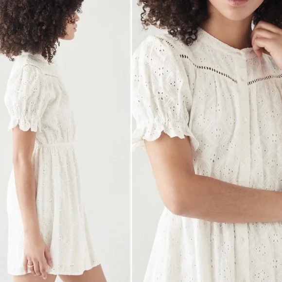 BA&SH White Embroidered Eyelet Beky Dress NWT 100% Cotton White Dress - Picture 4 of 16